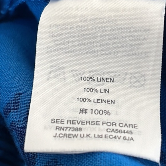 J. Crew 100% Linen Shorts Women's 2 Blue Geometric Print Inseam 3" Pockets Zip - Picture 4 of 11
